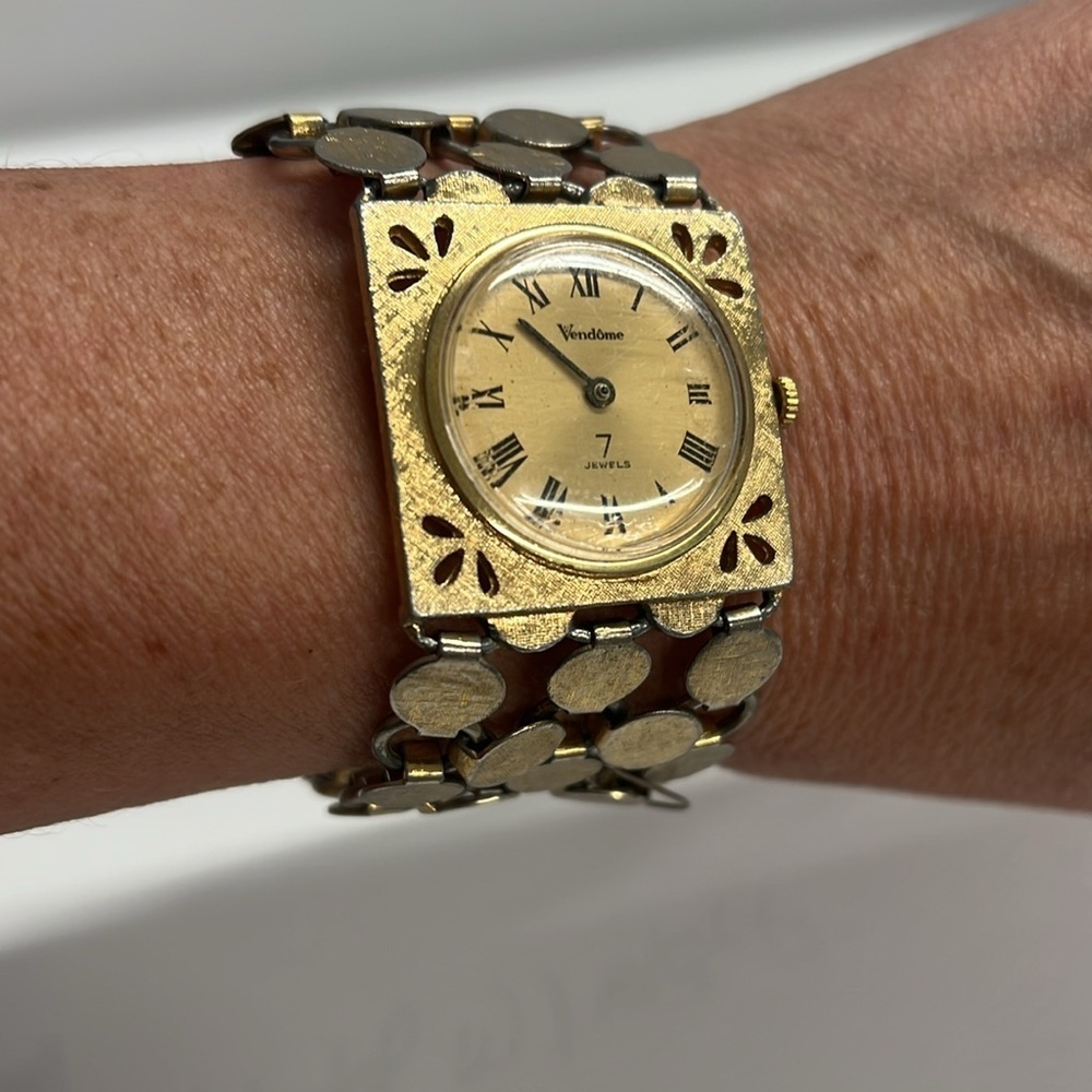 Vendome Vintage Metal Wide Bracelet Watch